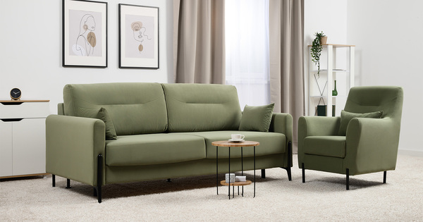 Диван-кровать прямой Барселона ТД 672 велюр Diagonal 694 оливковый