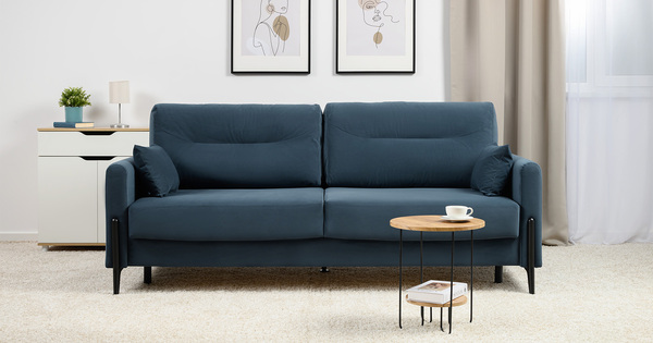 Диван-кровать прямой Барселона ТД 674 велюр Diagonal 999 синий