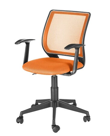 Кресло на колесах Эксперт Т эрго ткань-сетка оранж, подлокотник пластик Т образный, крестовина пластик, без качания