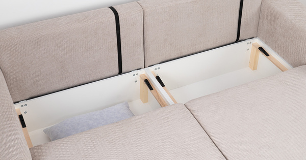 Диван-кровать прямой Оксфорд 710 композиция 3, шенилл Muza 04 светло-бежевый, модульная система