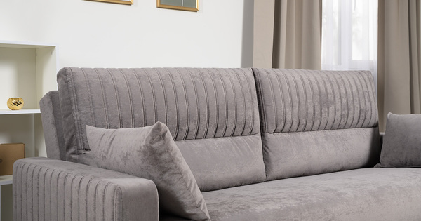 Диван-кровать прямой Изабель ТД 737 велюр Романс вижион серо-бежевый