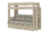 Кровать детская двухъярусная Карамель 75 Дуб Сонома, диван - велюр ESCADA OCHRA коричневые ромбы (сборка на любую сторону) спальное место верх 80х190, низ 120х185
