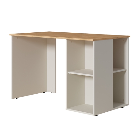 Стол письменный Лайт 12.163 сатин 7045 SU, гикори рокфорд натуральный KO86 PW, сборка на любую сторону, два варианта сборки тумбы