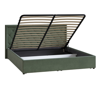 Кровать Марион 180 велюр OCEAN 012 темно-зеленый с ортопедическим основанием и подъемным механизмом (спальное место 180 х 200)