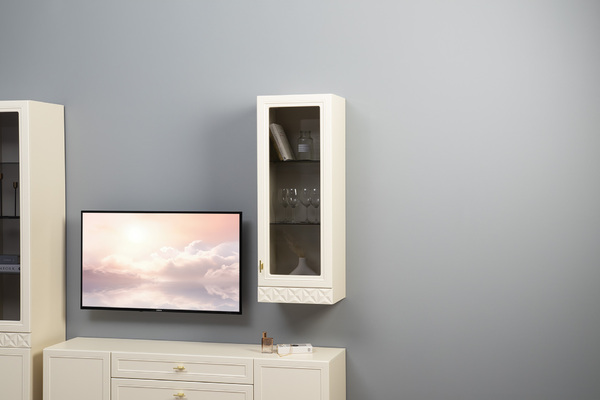 Шкаф навесной Марион 16.334 слоновая кость С341 PE, слоновая кость 6898 ПВХ (собирается на любую сторону)