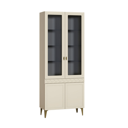 Шкаф-витрина Марион 16.397.02 слоновая кость С341 PE, слоновая кость 6898 ПВХ