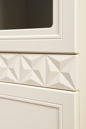 Гостиная Марион композиция 2 слоновая кость С341 PE, слоновая кость 6898 ПВХ, белый PE шагрень (собирается на любую сторону)