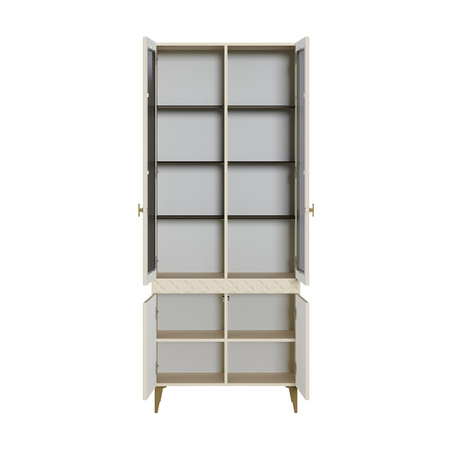 Гостиная Марион композиция 2 слоновая кость С341 PE, слоновая кость 6898 ПВХ, белый PE шагрень (собирается на любую сторону)