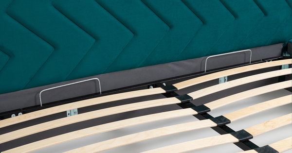 Кровать Милана 160 велюр сине-зеленый с ортопедическим основанием и подъемным механизмом