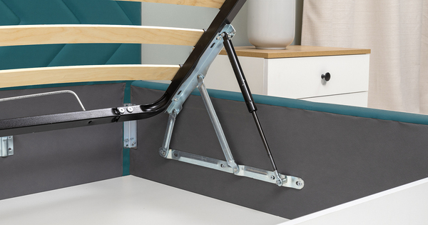 Кровать Милана 140 велюр сине-зеленый с ортопедическим основанием и подъемным механизмом