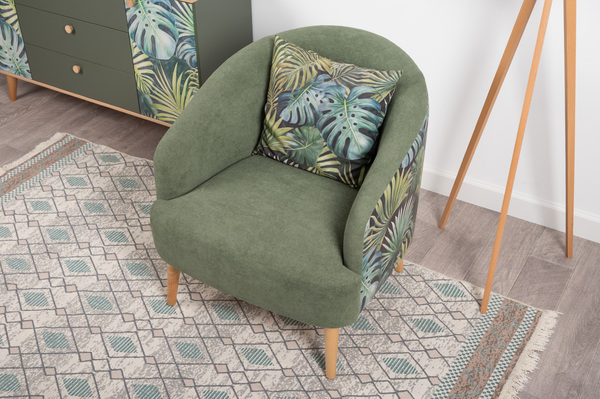 Кресло для отдыха Маттиас ТК 120 велюр монстера, moss 615, зеленый