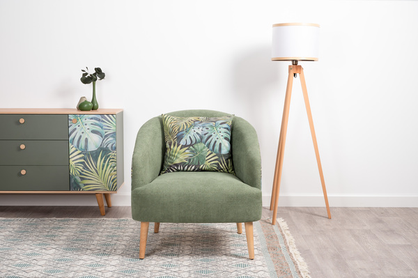 Кресло для отдыха Маттиас ТК 120 велюр монстера, moss 615, зеленый