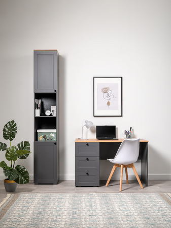 Стеллаж Остин 16.427 серый графит 0162 РЕ, дуб золотой CRAFT, графит ZB 856-2 ПВХ, сборка на любую сторону