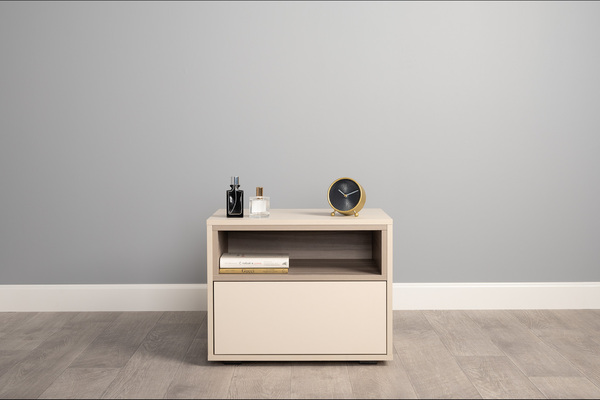 Тумба прикроватная Тайл 16.164 сатин 7045 SU, эмили блаш U9135, белый PE шагрень