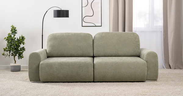 Диван-кровать прямой Тэдди 1503 композиция 1, букле Pique 007 оливковый, модульная система